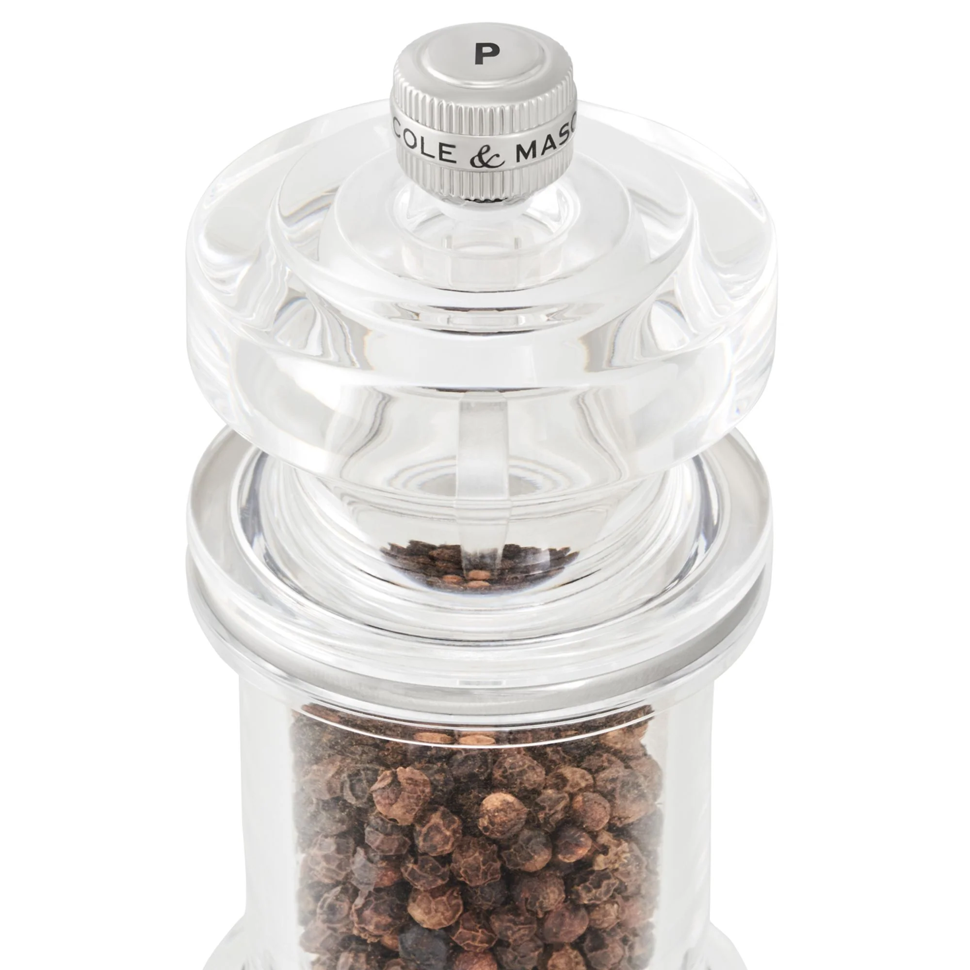 Cole & Mason 605 Acrylic Pepper Mill Acrylic and Stainless Steel - 5.80cm x 5.80cm x 14.40cm - Image 3