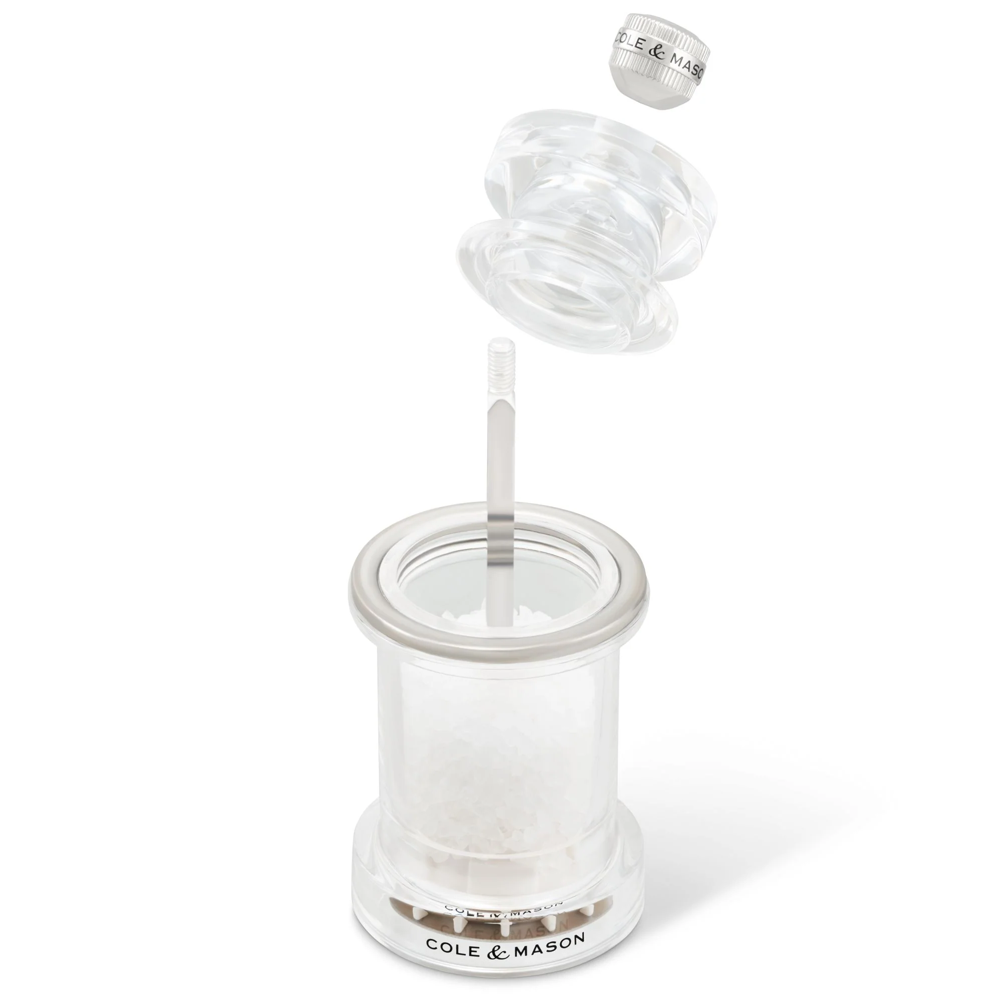 Cole & Mason 675 Acrylic Salt Mill Acrylic and Stainless Steel - 5.40cm x 5.40cm x 11.80cm - Image 2