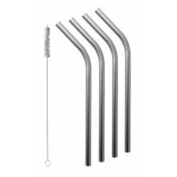 Avanti Smoothie Stainless Steel Straws With Cleaning Brush Set Of 4 - Length 26cm - Image 2