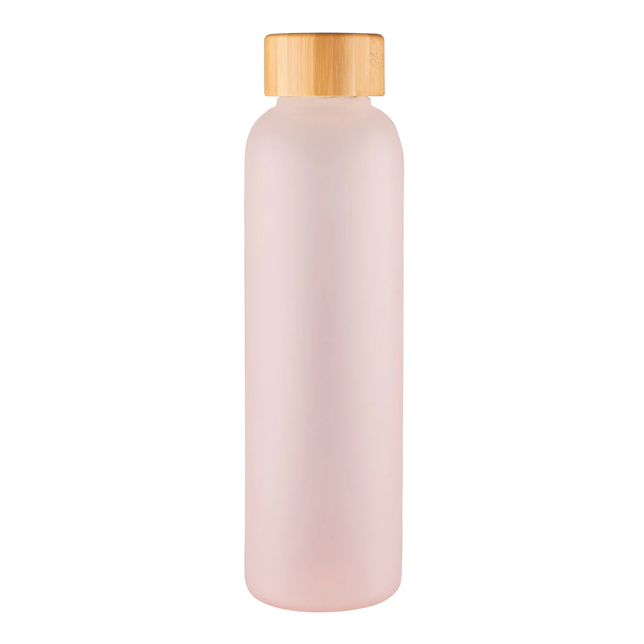 Avanti Velvet Water Bottle Frosted Pink Borosilicate Glass, Silicone, Bamboo Top - 550ml