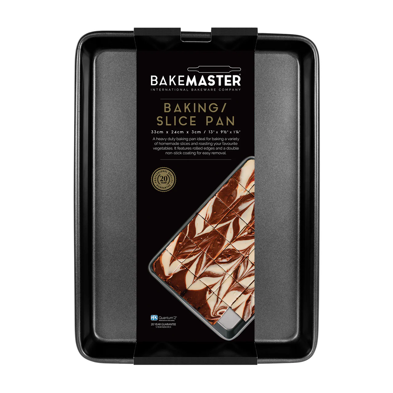 Bakemaster Baking/Slice Pan 33 x 24 x 3cm / 13" x 9.5" - Non-stick Carbon Steel - Image 2