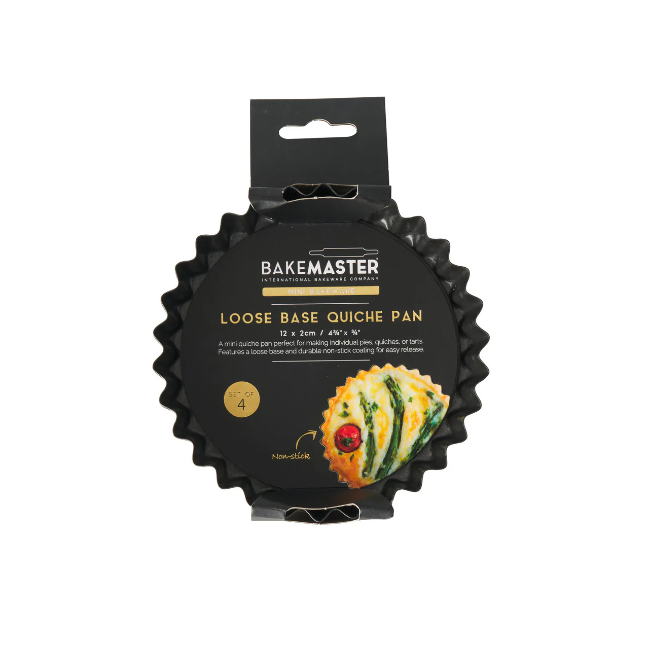 Bakemaster Loose Base Quiche Pan Set of 4 12 x 2cm - Non-stick - Image 4