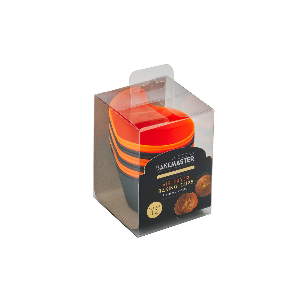 Bakemaster Silicone Baking Cups Set of 12 7 x 4cm Orange/Grey - Image 6