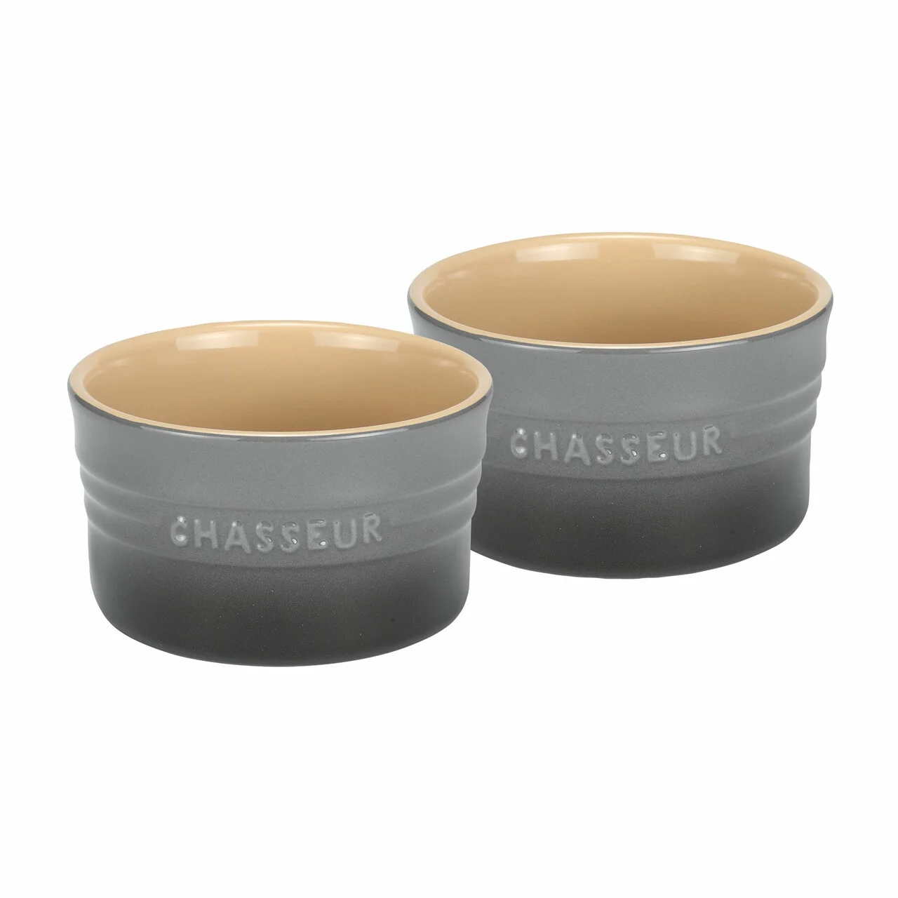 Chasseur Stoneware Ramekin 2 Piece Set Caviar & Grey - 9.5cm x 5.6cm/250ml