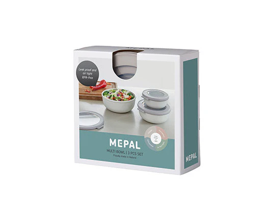 Mepal Cirqula Round Food Storage Container 3-Piece Small Set Nordic White - Image 2