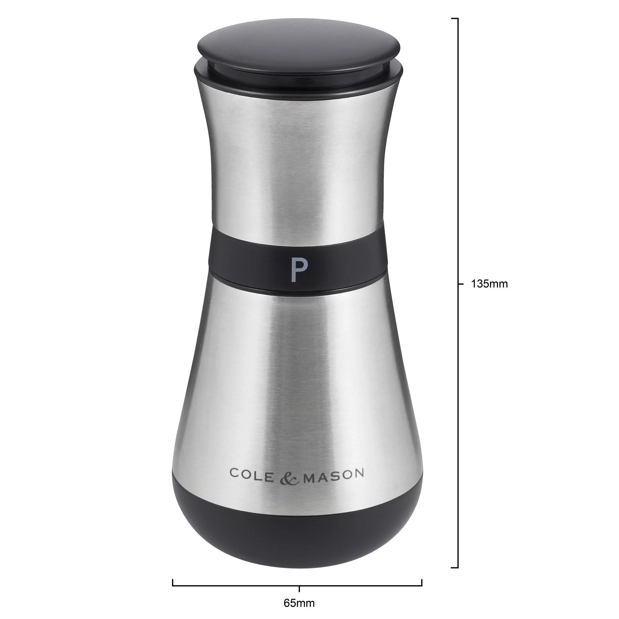 Cole & Mason Henley Salt and Paper Mills Gift Set Stainless Steel Silver & Black - 13.5cm - Image 3