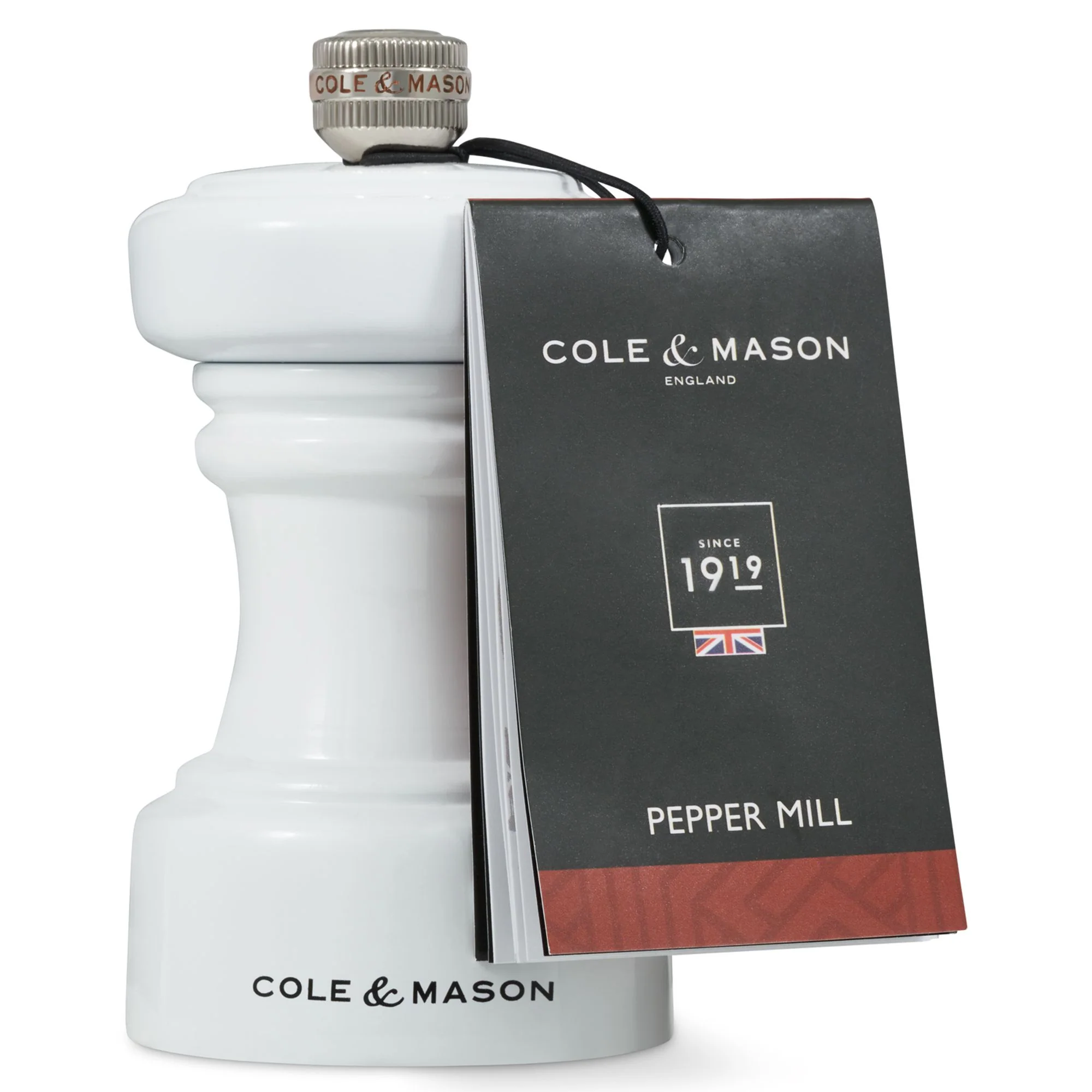 Cole & Mason Hoxton White Gloss Pepper Mill Beech wood - 104mm - Image 2