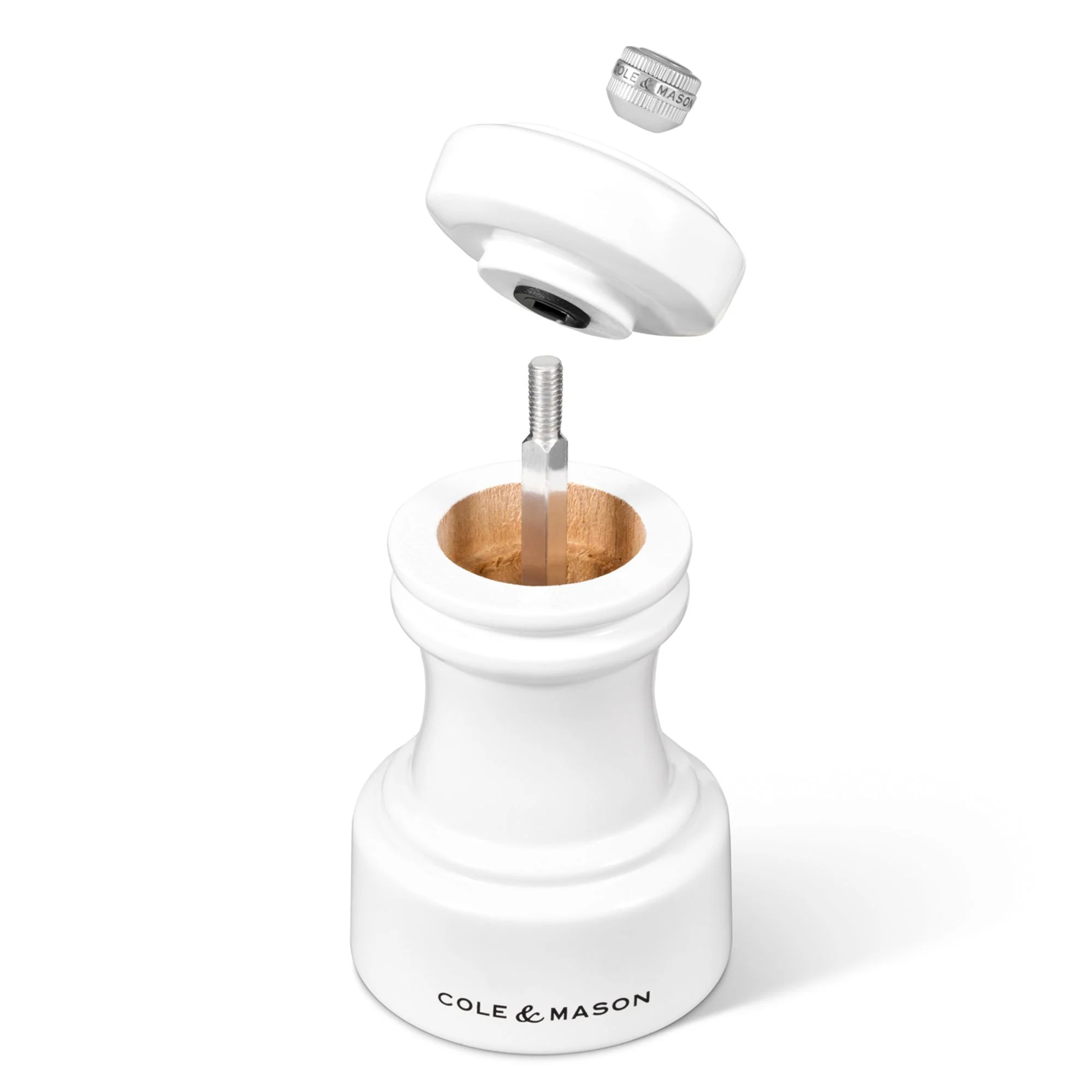 Cole & Mason Hoxton White Gloss Salt Mill Beech wood - 104mm - Image 3