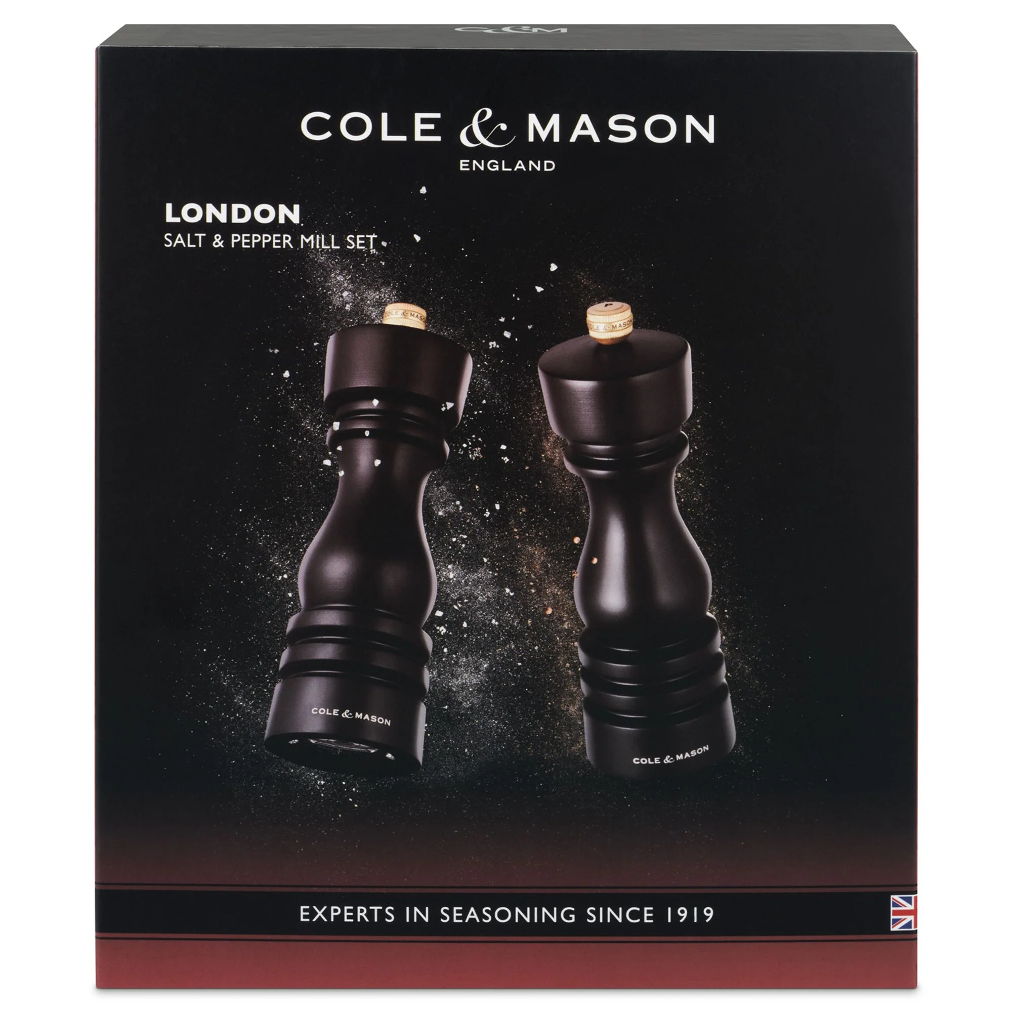 Cole & Mason London Salt and Paper Mills Chocolate Gift Set Beech Wood Steel – 18cm - Image 5