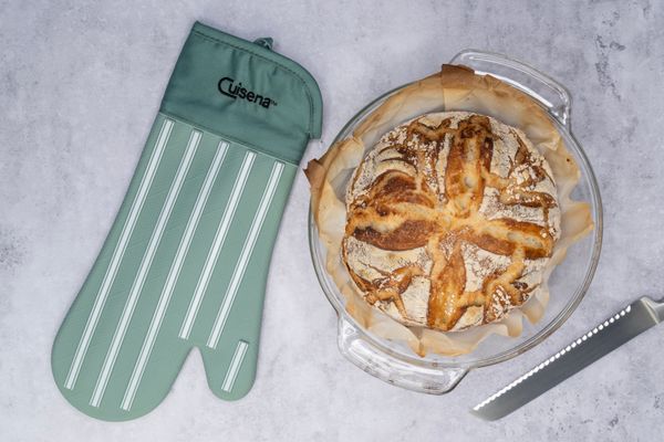 Cuisena Silicone & Fabric Oven Glove Stripe - Green - Image 2