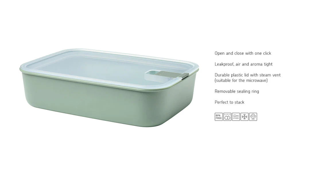 Mepal Easyclip Food Storage Container Nordic Sage Polypropylene Silicone - 2550ml - Image 3