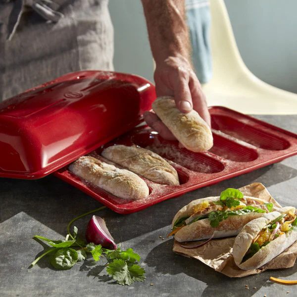 Emile Henry Mini-Baguettes Bread Baker - Burgundy - Image 3