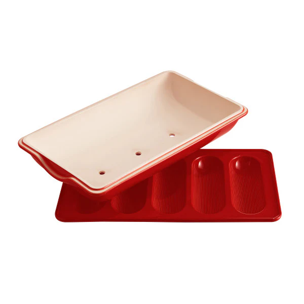 Emile Henry Mini-Baguettes Bread Baker - Burgundy - Image 4