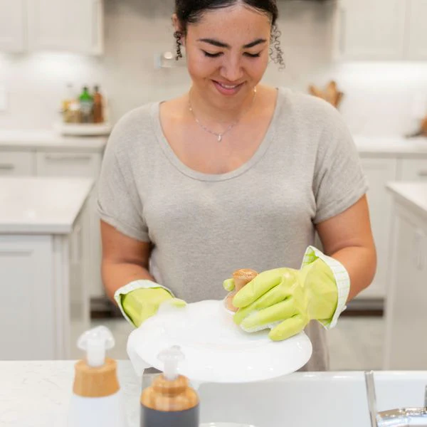 Full Circle Natural Latex Cleaning Gloves Large - Green - Image 2