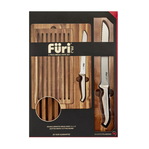 Furi Double Serrated Bread Knife & Bread Cutting Board Set 2 Piece - Image 2