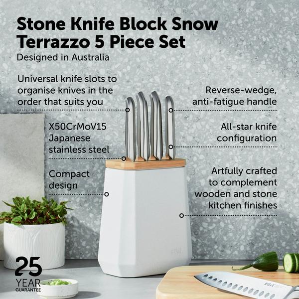 Furi Stone Knife Block Snow Terrazzo Set 5 Piece - Image 4