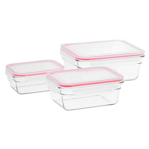 Glasslock Oven Safe Tempered Glass Food Container Set - 3 Piece (All Rectangular)