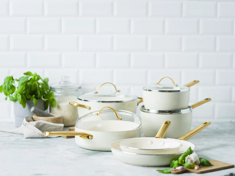 GreenPan Padova 6 (10) Piece PFAS Free Cookset Cream White - Image 2