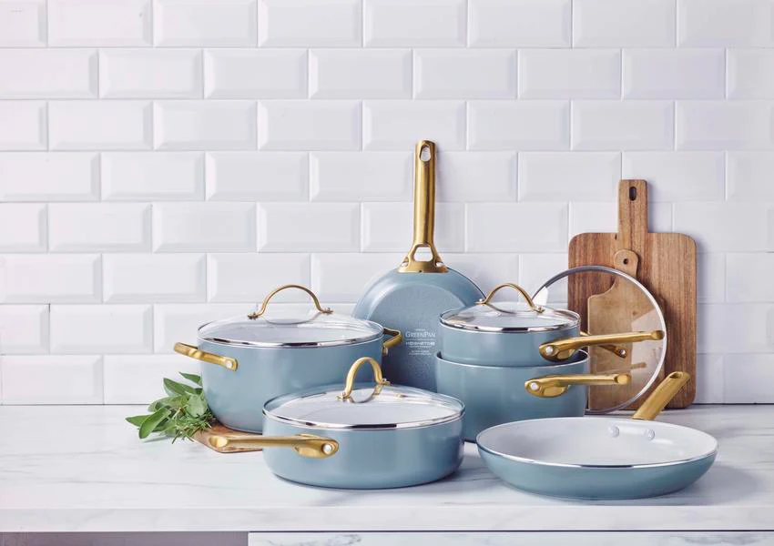 GreenPan Padova 6 (10) Piece PFAS Free Cookset Smokey Blue - Image 2