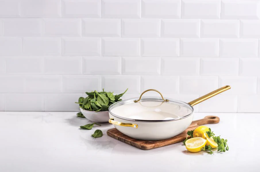 GreenPan Padova PFAS Free Covered Wok 32cm/5.42L Cream - Image 2