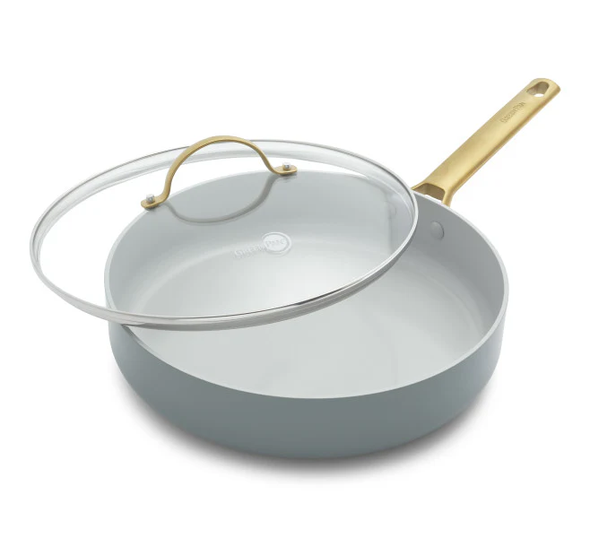 GreenPan Padova Smokey Blue Covered Sauté Pan 28cm/3.6L - Image 3