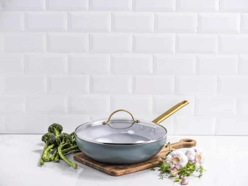 GreenPan Padova Smokey Blue Covered Wok 28cm/3.7L - Image 4