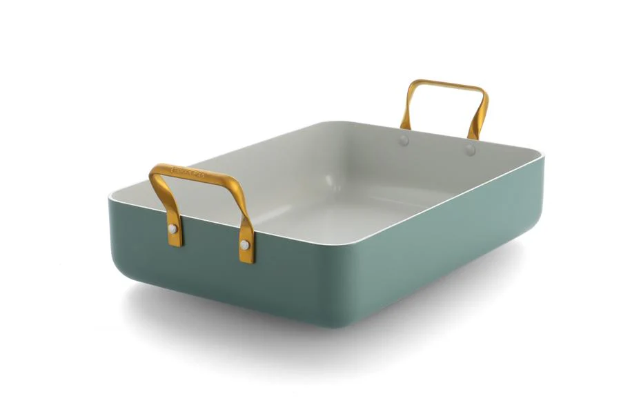GreenPan Padova Smokey Blue PFAS Free Roasting Pan - Image 7