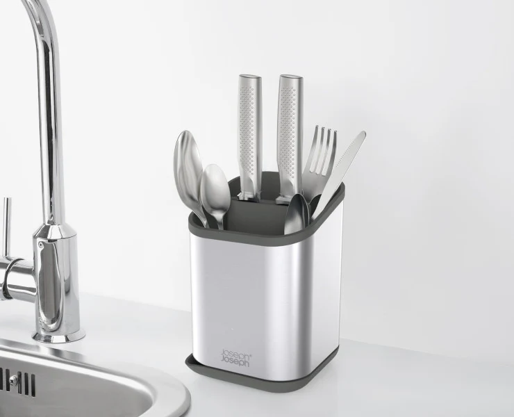 Joseph Joseph Duo Steel Cutlery Drainer Stainless Steel - Collects drained water in base - Image 3