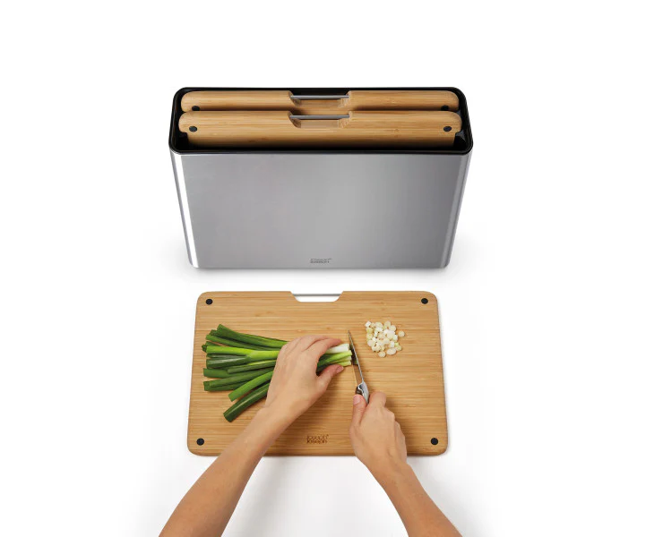 Joseph Joseph Folio Bamboo Chopping Board Set Stainless-Steel Case – 3 Piece - Image 4