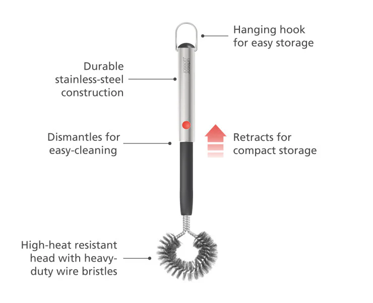 Joseph Joseph GrillOut Heavy-duty BBQ Cleaning Brush with retractable head - Image 5