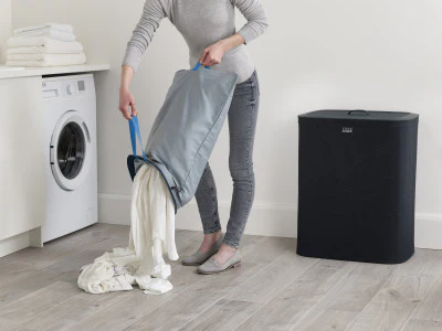 Joseph Joseph Tota Trio Laundry Separation Basket Carbon Black - 90L (Two 45L Fabric Tote Bags) - Image 6