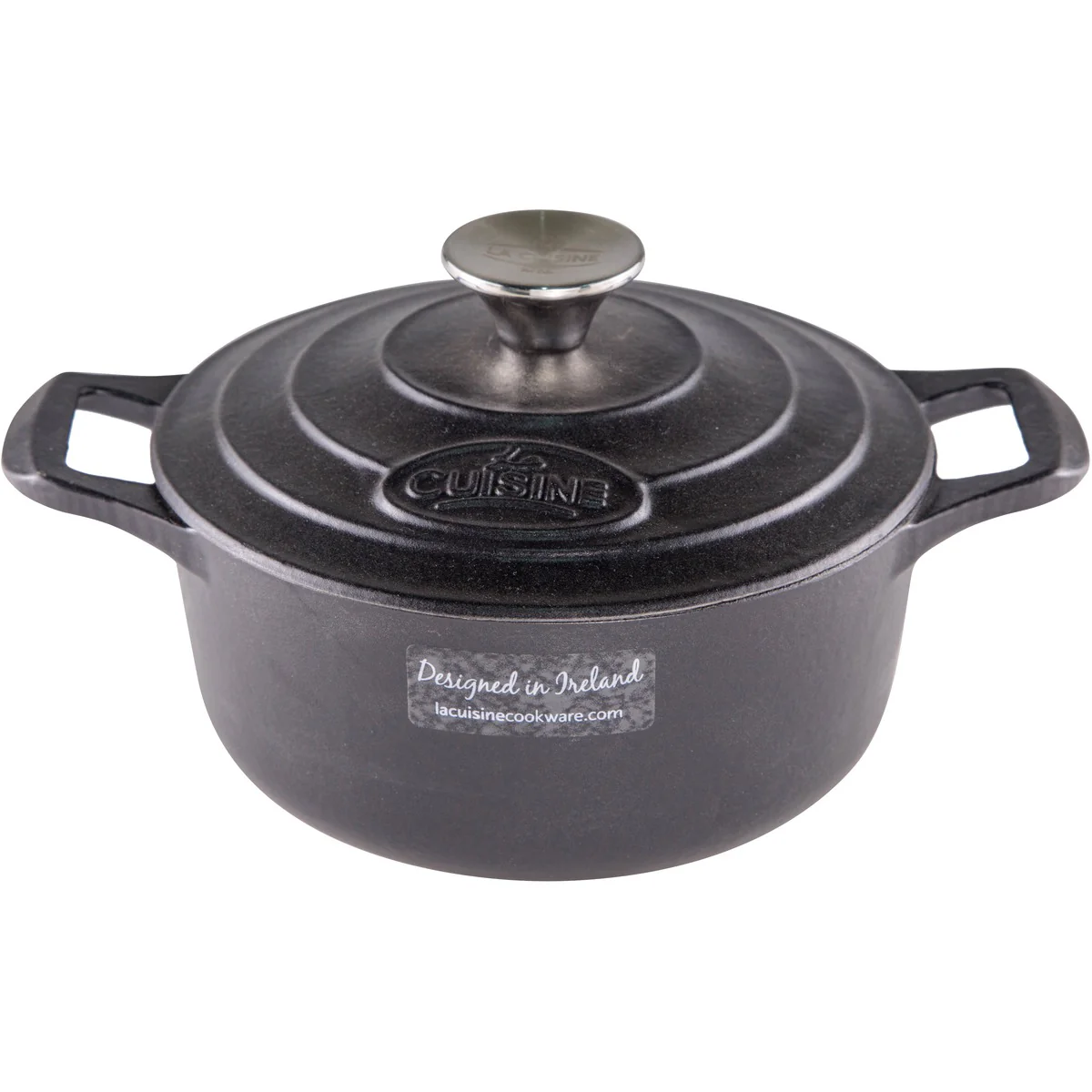 La Cuisine Round Cast Iron Casserole 20cm Black