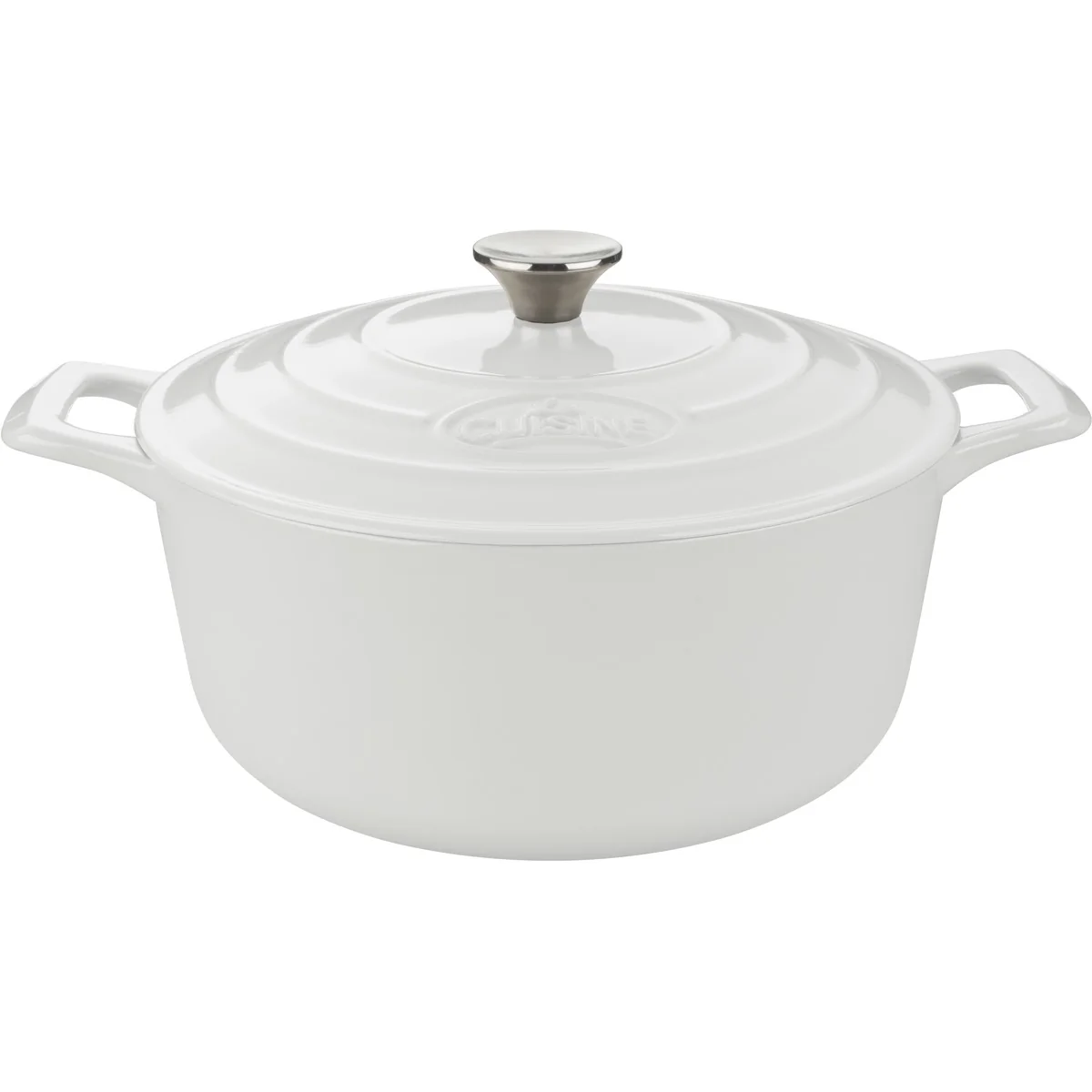 La Cuisine Round Cast Iron Casserole 28cm White