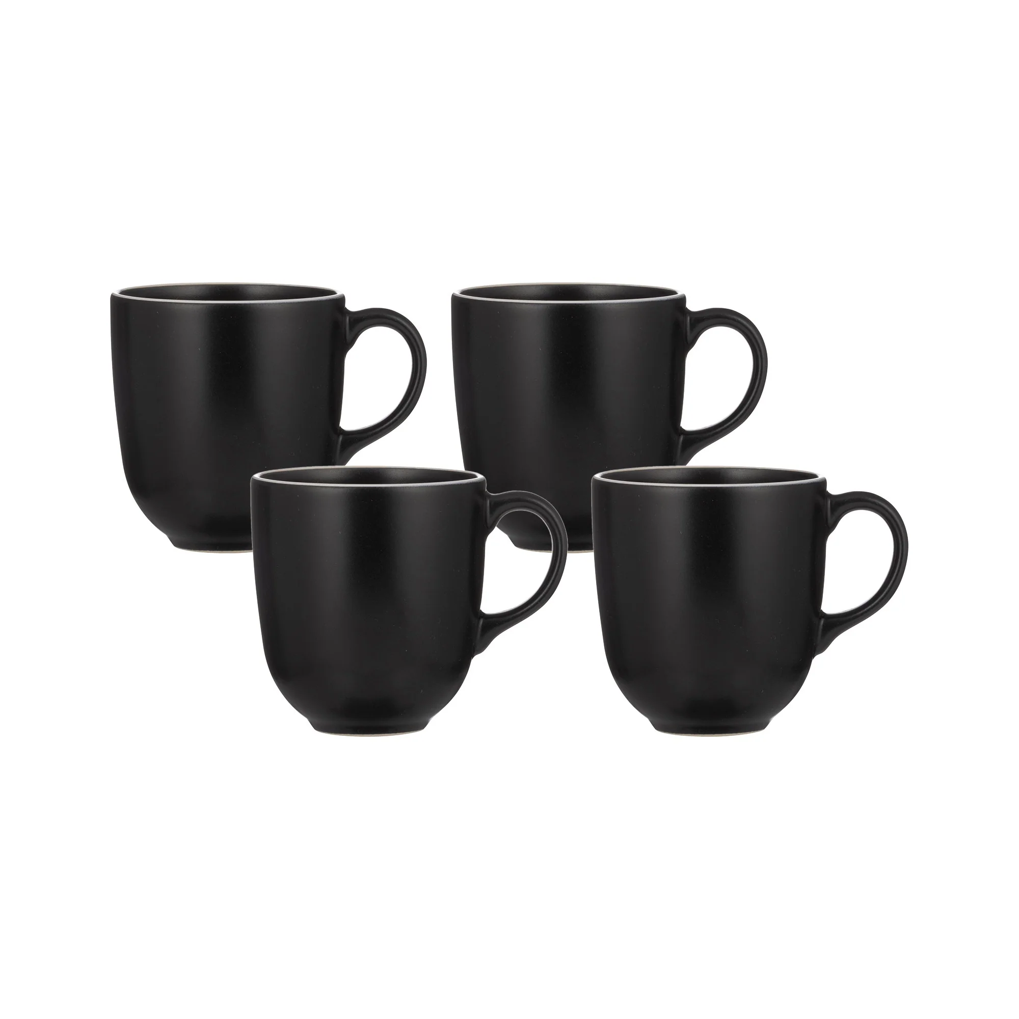 Mason Cash Classic Collection Set Of 4 Black Mugs Stoneware - 400ml