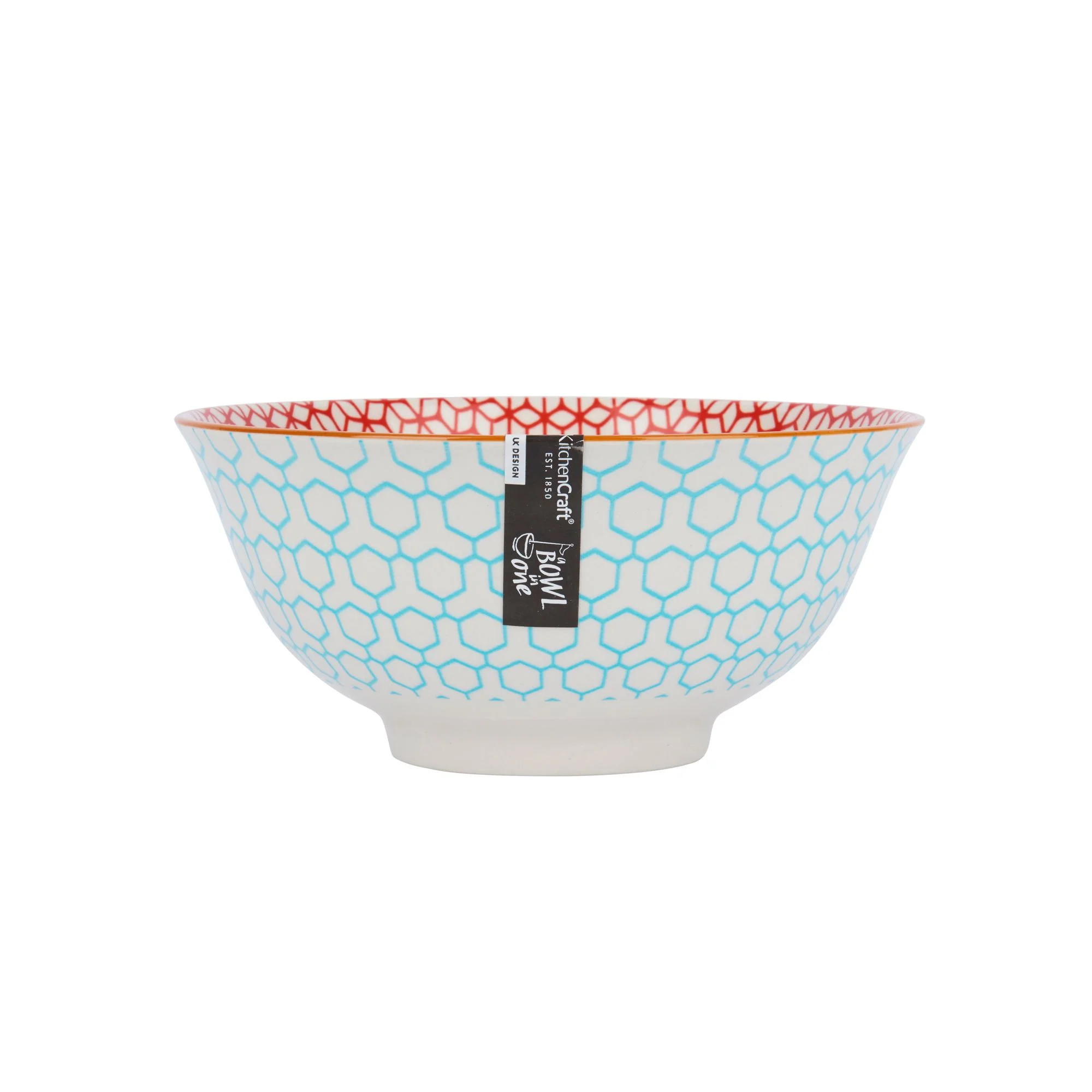 Mikasa Does it All Ceramic Bowl - Geometric Blue - 15.7cm - Image 3