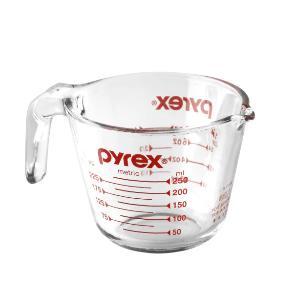 Pyrex Measuring Jug Borosilicate Glass - 250ml (1 Cup)