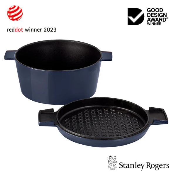 Stanley Rogers Cast Iron French Oven Mid Blue 24cm - Image 4