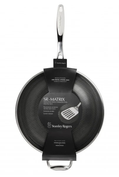 Stanley Rogers Matrix Stainless Steel Wok Pan - 32cm - Image 2