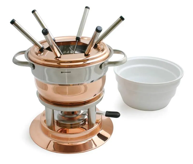 Swissmar Lausanne Copper Fondue Set with Ceramic Insert - 11 Piece