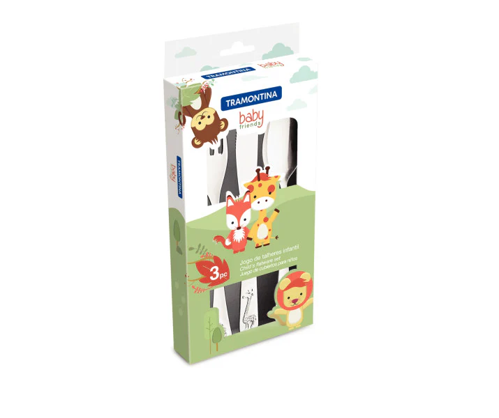 Tramontina Baby Friends Childrens Cutlery Set Stainless Steel - 3 Piece - Image 2