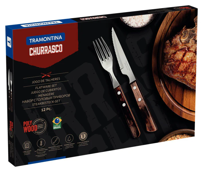 Tramontina Churrasco Jumbo Steak Knife and Fork Cutlery Set – 12 Piece - Image 2