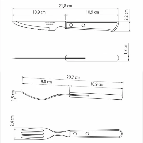 Tramontina Churrasco Jumbo Steak Knife and Fork Cutlery Set – 12 Piece - Image 3