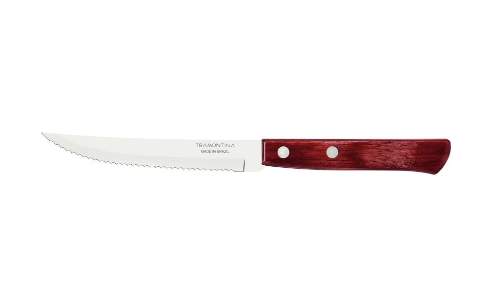 Tramontina Churrasco Steak Knife Serrated Narrow Blade Polywood Red - 11cm