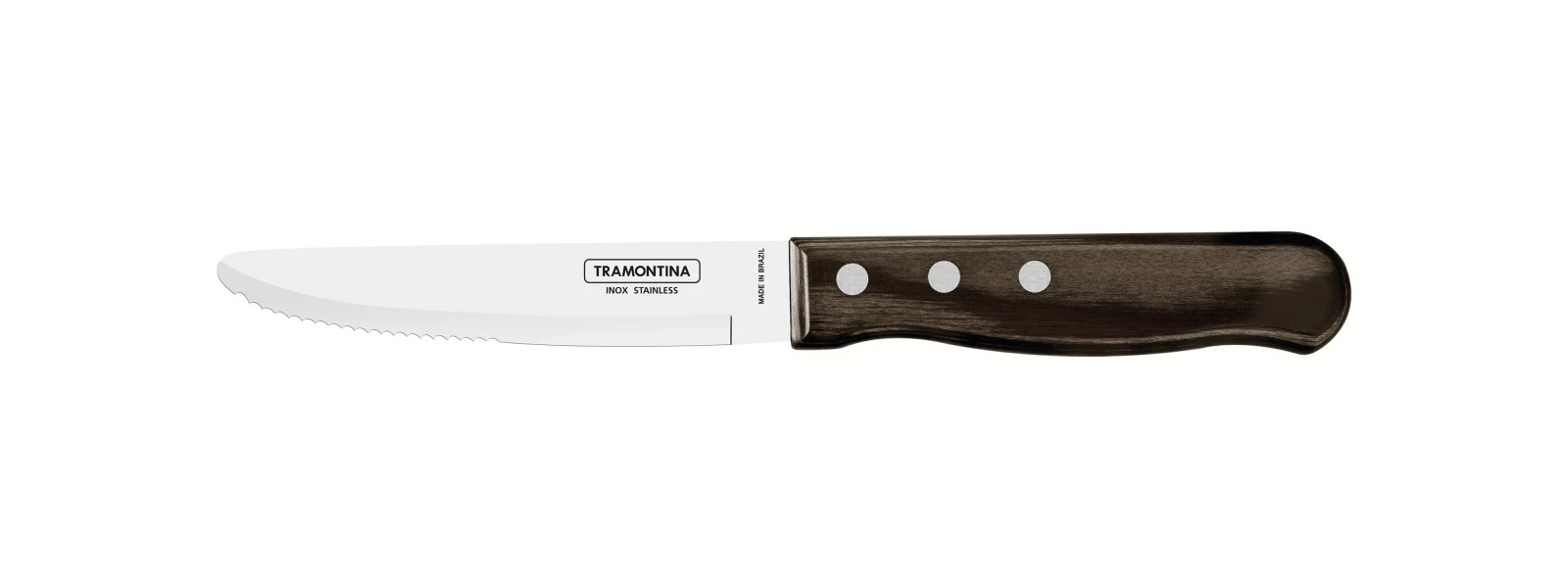 Tramontina Churrasco Steak Knife Serrated Wide Blade Polywood Brown - 13cm