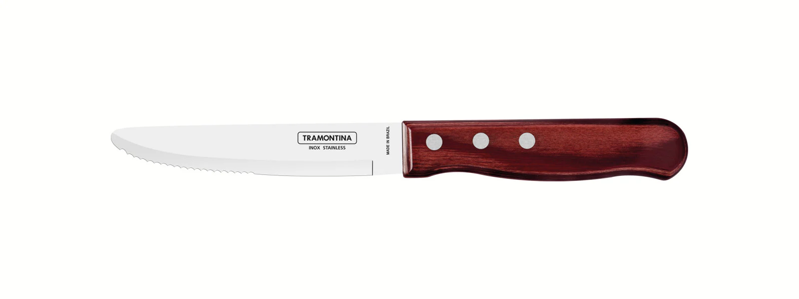 Tramontina Churrasco Steak Knife Serrated Wide Blade Polywood Red - 13cm