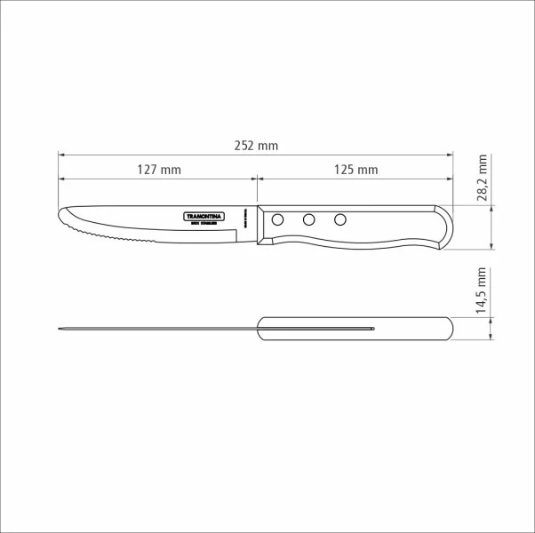 Tramontina Churrasco Steak Knife Serrated Wide Blade Polywood Red - 13cm - Image 2