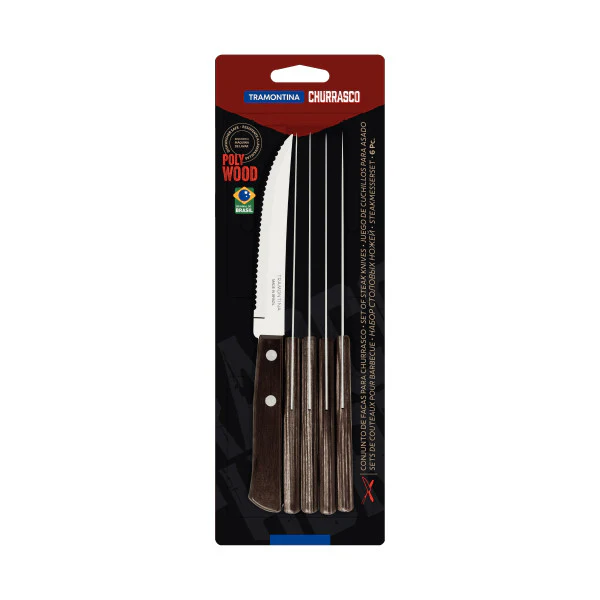 Tramontina Churrasco Steak Knife Traditional 6 Piece Set Polywood Brown - 11cm - Image 2