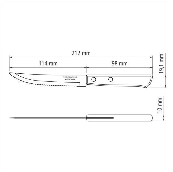 Tramontina Churrasco Steak Knife Traditional 6 Piece Set Polywood Brown - 11cm - Image 3