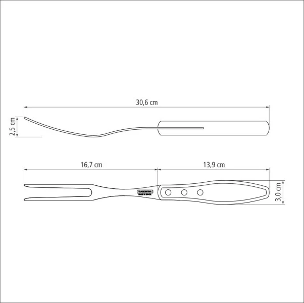 Tramontina Polywood Carving Fork Brown - 30cm - Image 3