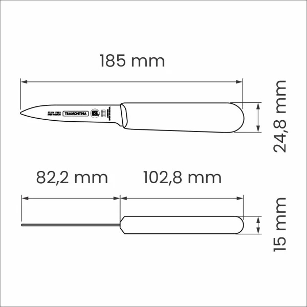 Tramontina Professional Master Black Paring Knife Straight - 8cm - Image 3
